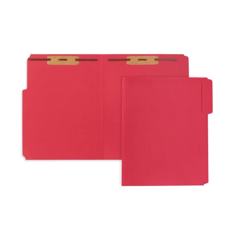 Blue Summit Supplies 50 Red Fastener File Folders - 1/3 Cut Reinforced Tab - Durable 2 Prongs Bonded Fastener Designed to Organize Standard Medical Files, Law Client Files, Office Reports - Letter Size, Red, 50 Pack - Image 1